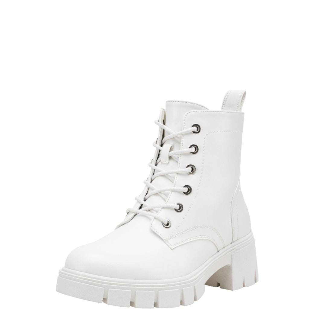 Vepose Women's Ankle Boots Low Heel Lace up Fashion Combat Booties