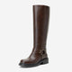 Vepose 9523 Square Toe Chunky Low Heel Women's Knee High Boots