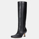 Vepose 9528 Square Toe Knee High Boots for Women with Kitten Low Heel