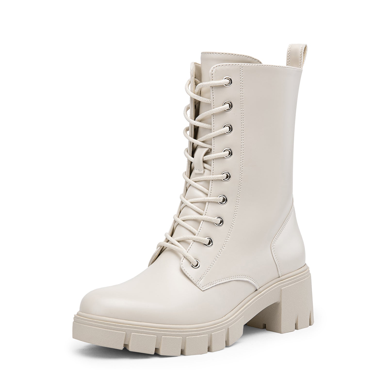 Inialist Lace-up Cobat Woen Boots 4.5c Chunky Heel Platfor Woen Boots British Style Thick Sole Increase Height Casual Boo