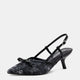Vepose 6126 Women's Pointed Toe Elegant Floral Slingback Kitten Heels Sandals