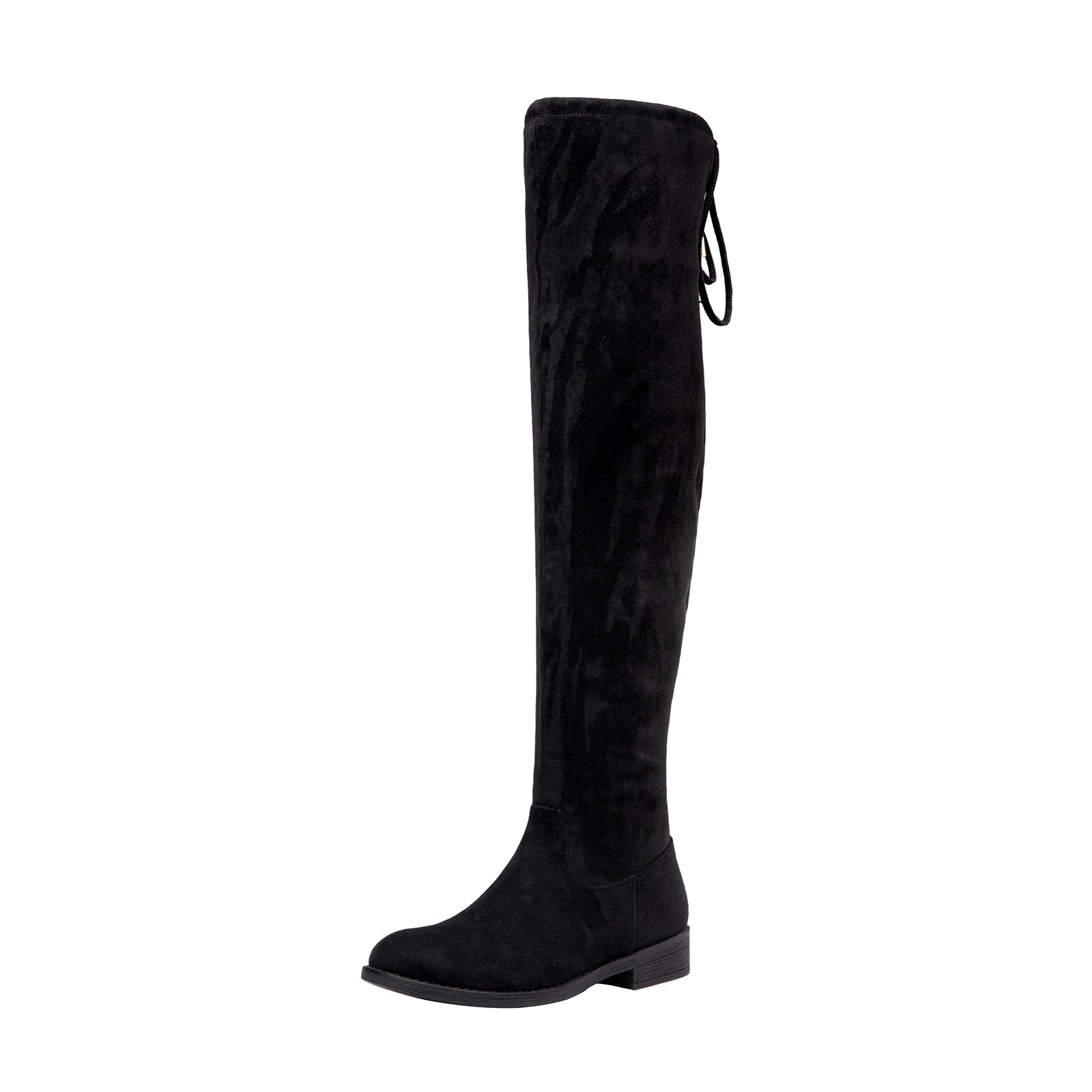 Over the knee black suede boots flat best sale