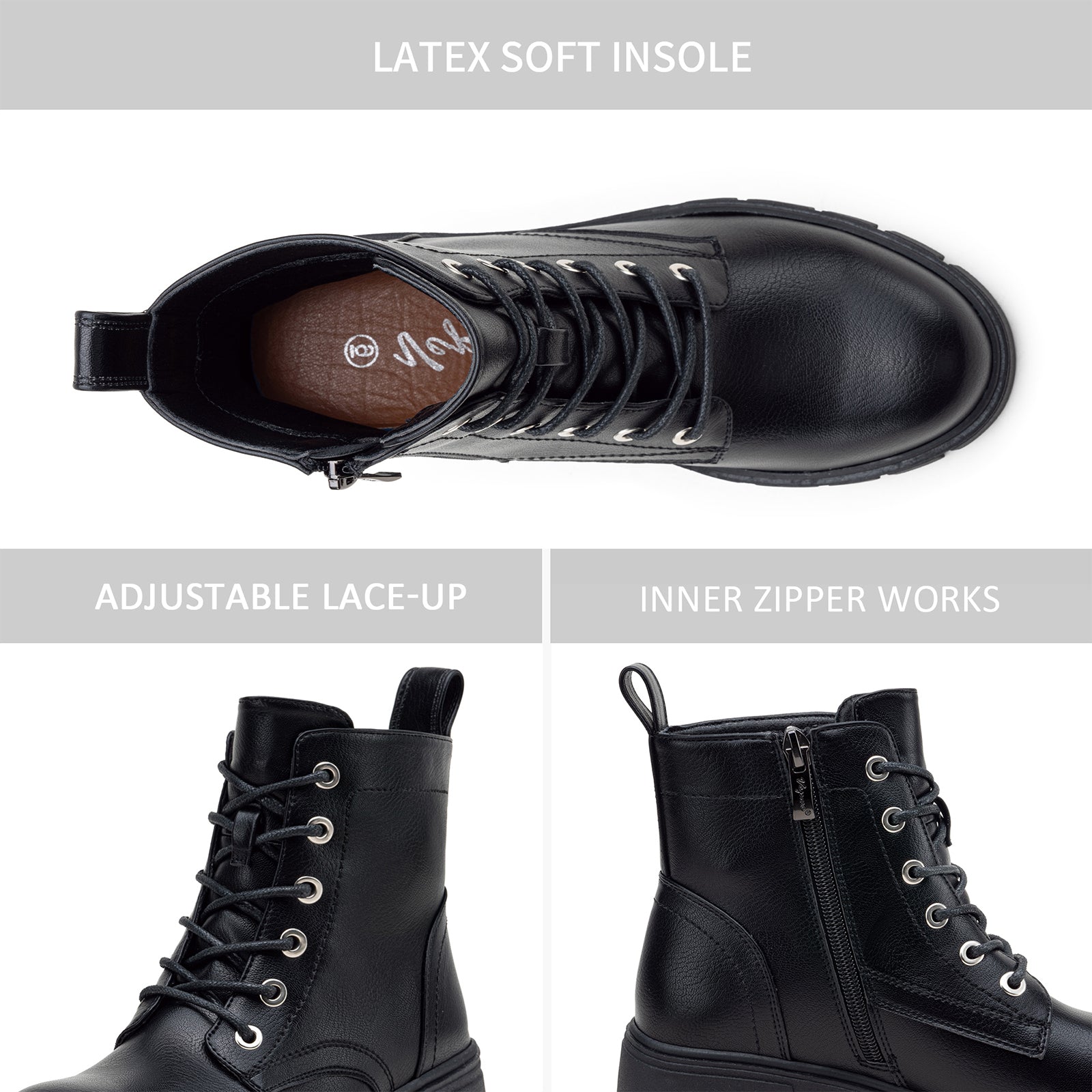 Chunky black boots lace up on sale