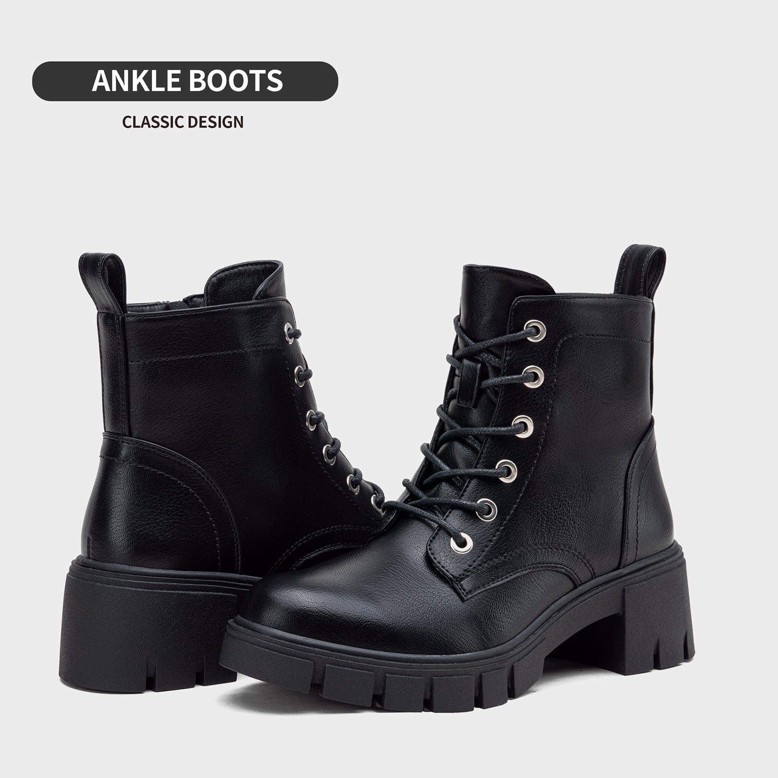 Lace up chunky heel combat boots best sale