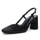 Vepose 6106 Women's Mesh Raffia Chunky Block Heel Sandals