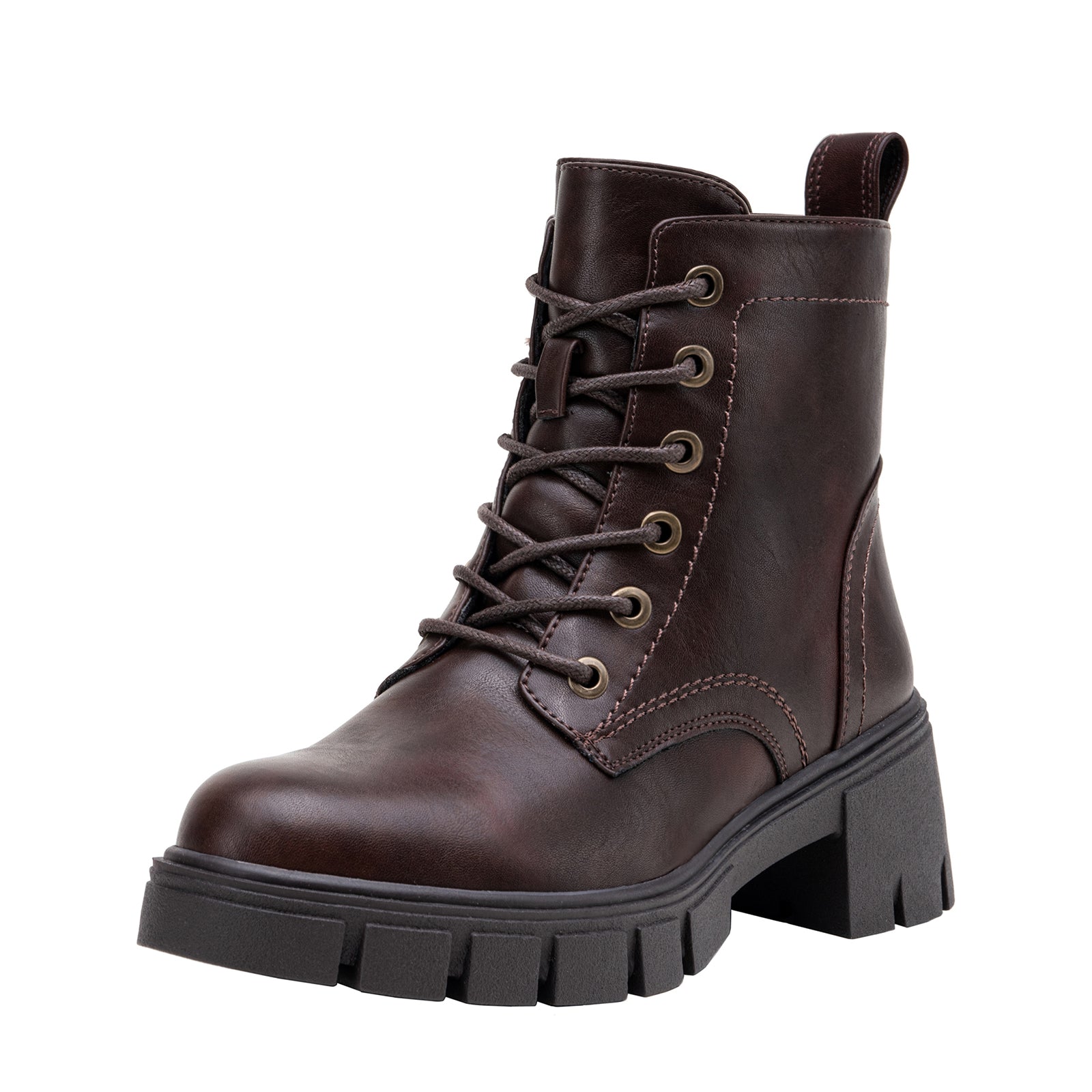 Brown combat boots with heels best sale