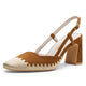 Vepose 6106 Women's Mesh Raffia Chunky Block Heel Sandals