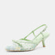Vepose 6126 Women's Pointed Toe Elegant Floral Slingback Kitten Heels Sandals