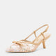 Vepose 6126 Women's Pointed Toe Elegant Floral Slingback Kitten Heels Sandals