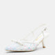 Vepose 6126 Women's Pointed Toe Elegant Floral Slingback Kitten Heels Sandals